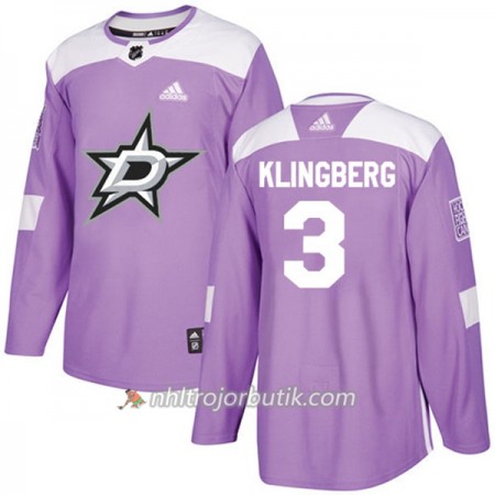 Män Ishockey Dallas Stars Tröja John Klingberg 3 Adidas 2017-2018 Lila Fights Cancer Practice Authentic